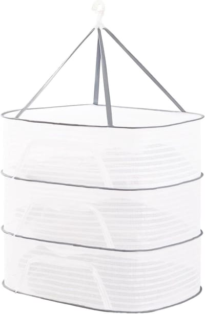 Droogrek Kruiden - Hangend Net - Planten Drogen - 3 Lagen - 60 x 40 cm - Wit