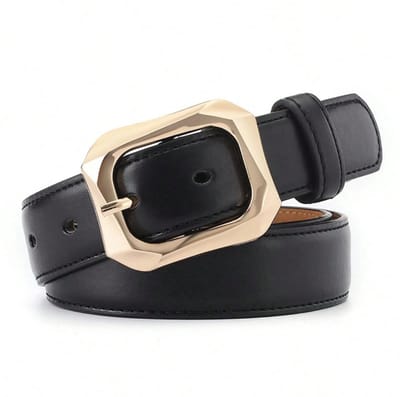 Big Gold Buckle Riem - Zwart | Riemmaat 95 cm | Kunstleer / Staal | Fashion Favorite