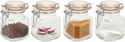 Excellent Houseware Weckpot/Voorraadpot Mini - 4x stuks - kruidenpotjes - 90ml - 7 x 5 cm