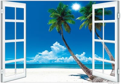 Strand poster - ramen - palmen - tropisch - luxe papier - vakantie - 50 x 70 cm