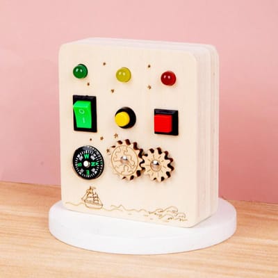 Baby Montessori Busy Board LED Lichtschakelaars Bedieningspaneel Sensorisch Speelgoed Houten Busy Board Kinderspellen Kinderpuzzels Speelgoed Cadeaus white