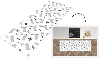 Keukenloper - Loper keuken - Haas - Dieren - Patronen - 150x50 cm - Keukenloper vinyl