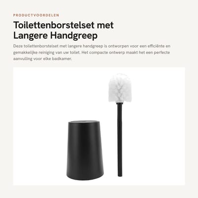 Dailygoods- Toilettenborstelhouder met Langer Griff - Toilettenbürstengarnitur - Compact Design - Eenvoudig te Gebruiken - ABS/PP Materiaal - Hygiënische Oplossing - Toilettenborstelset