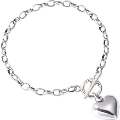 Bracelet à breloques tendance en argent sterling 925 pour femmes et couples, pendentif en forme de cœur fait à la main, bijoux de fête Sl039 white