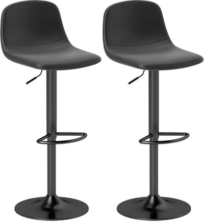Merax Barkrukken Set van 2 – Verstelbare en Draaibare Barstoelen met Rugleuning & Voetensteun – Kunstleer – Zwart