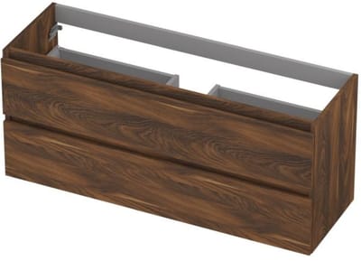INK - Onderkast 2 Laden Greeploos met Houten Keerlijst - 1200x400x520 Mm - Noten