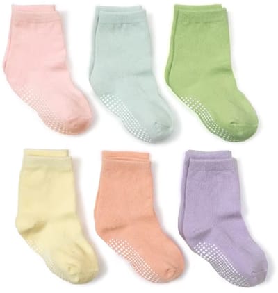 6 Paar - Antislip Sokken Kind - Baby Sokjes - Meisjes Sokken - 1-3 jaar - Pastelkleuren