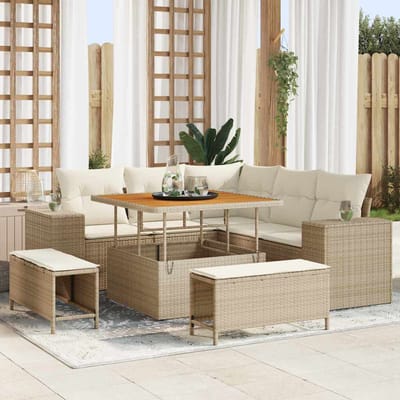 vidaXL - Tuinbank - Set - 8 - st - 7-Aantal - zitplaatsen - Beige - en - Crème