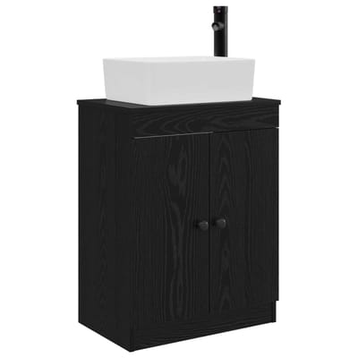 vidaXL - Badkamer - Vanity - met - Wastafel - Zwart - 54 - x - 35 - x - 83 - cm - Bewerkt - hout