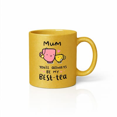 Gouden “Mum Best-Tea” Mok 330 ml – Schattige Theeliefhebber Koffiemok – Lief Cadeau voor Mama