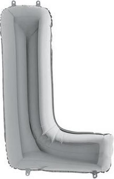 Folieballon letter 'L' zilver (100cm)
