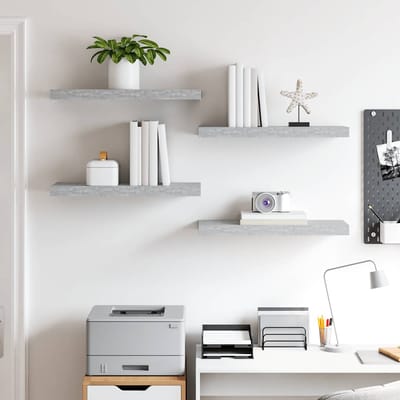 vidaXL - Wandschappen - zwevend - 4 - st - 60x23,5x3,8 - cm - MDF - betongrijs