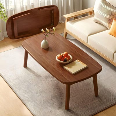 Ovale salontafel - Bijzettafel - Woonkamer inrichten - Opvouwbaar ontwerp - 100 cm - Donkerbruin