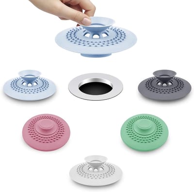 5 Stuks Siliconen Afvoerpluggen, Haarvanger Deksel en Afvoerfilter voor Badkamer en Keuken, Ideaal voor Douche en Wastafel