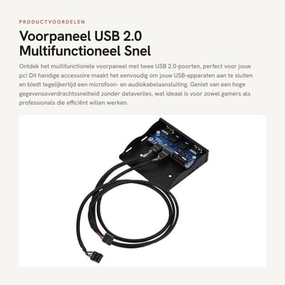 Dailygoods - Voorpaneel USB 2.0 - Multifunctioneel - Snel gegevensoverdracht - 3,5 inch formaat - HD-audio en microfoonaansluiting - Geschikt voor pc'...