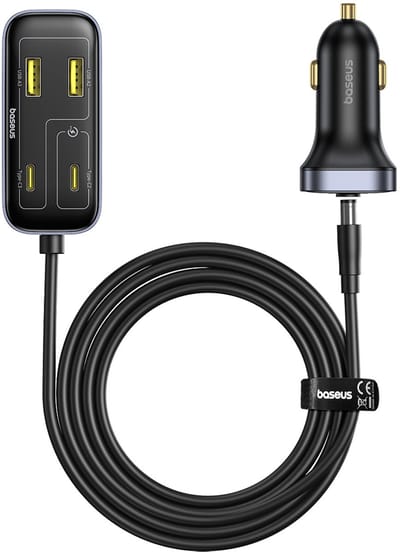 Auto-oplader Baseus BackseatPal L1, 110W, 3A, 3 x USB-A - 3 x USB-C, Zwart C00081100121-00