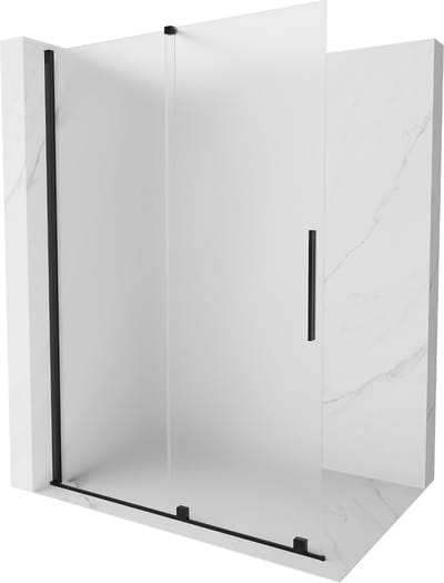 Mexen Velar schuifbare douchewand Walk-in 130 x 200 , matglas 8 mm, zwart - 871-130-000-33-70