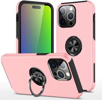 Telefoonhoesje Met Vingerring & Magneet voor Telefoohouders - Hoesje Geschikt voor: iPhone 16 Pro - Roze