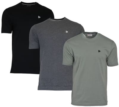3-Pack Donnay - T-shirt (Vince) - Sportshirt - Heren - Black/Charcoal/Jungle green (703) - maat 3XL