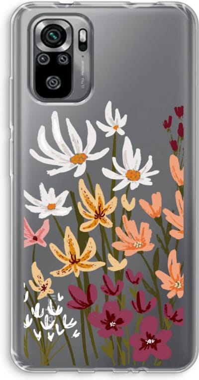 Case Company® - Hoesje geschikt voor Xiaomi Redmi Note 10S hoesje - Painted wildflowers - Soft Cover Telefoonhoesje - Bescherming aan alle Kanten en Schermrand