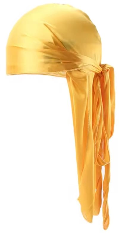 Bandana - Durag - Satijnen bonnet - Wave cap - Krullen beschermen - Silk do-rag - Slaapmuts - Hoofdbedekking - 102x22 cm - Slaapbonnet - Satin bonnet - Hair wrap - Goudgeel - Jonyx