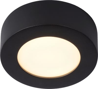 Lucide BRICE-LED - Plafonnière (Plafondlamp) Badkamer - Ø 11,7 cm - LED Dimbaar - 1x8W 3000K - IP44 - Zwart