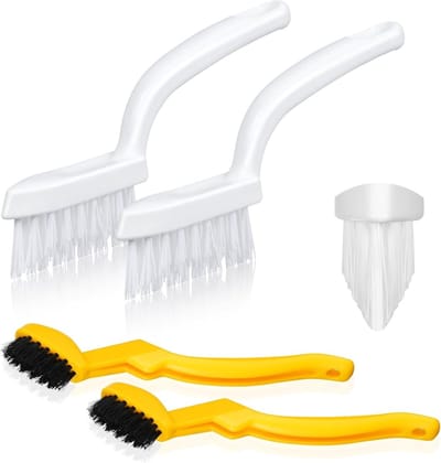 Voeg Borstel Set - Spleet Reiniger - Tegels Schoonmaken - Stijve Hoge Dichtheid Borstels - 4 stuks - Wit Geel