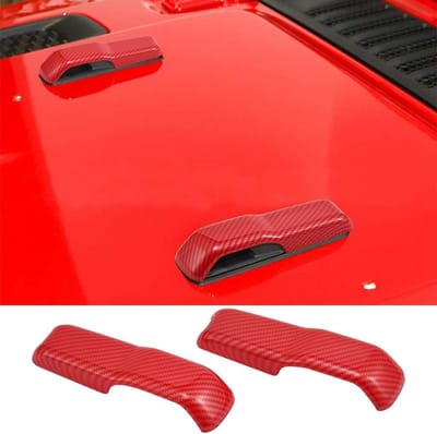 Hood Hinge Cover voor Wrangler JL en Gladiator JT 2018-2022, ABS Sticker Auto Accessoires, Beschermende Deksel en Decoratieve Trim in Rood, Anti-Kras en Duurzaam