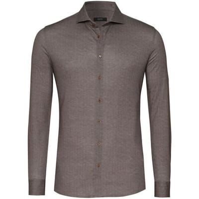 Desoto Luxury Overhemd Subtle Herringbone Shark Collar Bruin / male