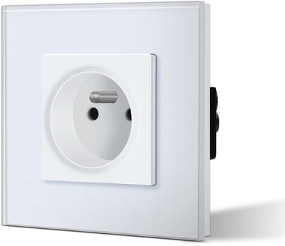 Universele stekker stopcontact - Wandcontactdoos Stroompunt - Elektrische aansluiting - Standaard afmeting - 86 mm x 86 mm - Wit