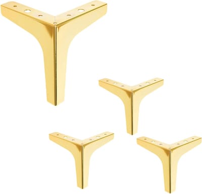 KZQ Set van 4 Moderne Driehoekige Metalen Meubelpoten Tafelpoten 17 cm Hoog Draagvermogen voor Bank Kast Tafel DIY Vervanging goud