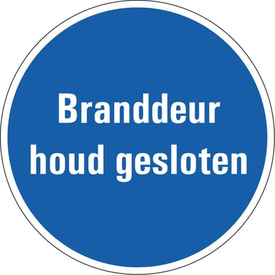 Branddeur houd gesloten sticker 150 mm