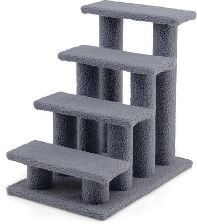 COSTWAY Dierentrap, kattentrap, trap voor katten tot 25 kg, huisdiertrap klein, speelboom 4 uitzichtplatformen, 61 x 41 x 60 cm, spaanplaat