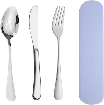 Camping Bestekset van RVS - 3-delige Set met Mes, Vork en Lepel voor Reis, Picknick en Kantoor - Ideaal voor Lunchbox en Buitenactiviteiten