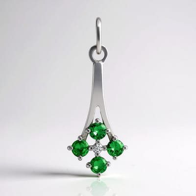 Cavill - Gerhodineerde 925 Zilver Hanger - AAA Tsavoriet 0,27 ct & Zirkoon 0,02 ct - Elegante Groene Edelsteen Rond 23x9 mm