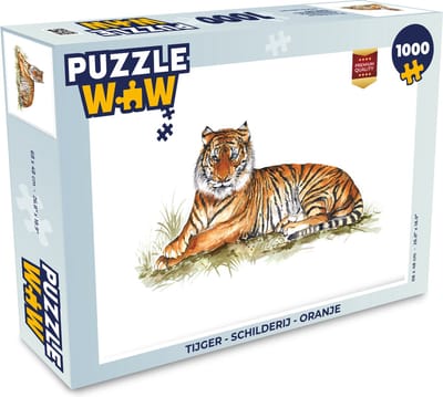 Puzzel Tijger - Schilderij - Oranje - Legpuzzel - Puzzel 1000 stukjes volwassenen