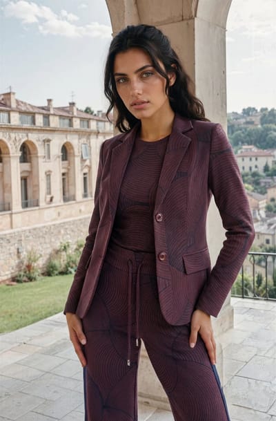 MI PIACE - Travel Broek Circle Print 2649 Burgundy Dark Blue - Maat : 3XL