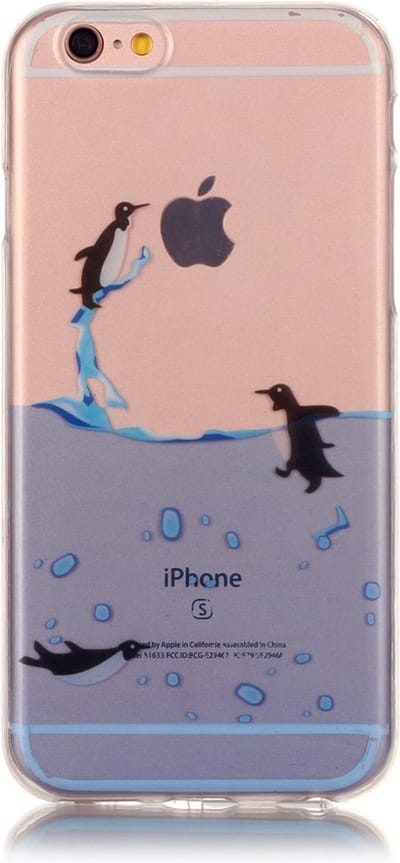 Peachy Doorzichtig pinguin hoesje geschikt voor iPhone 6 6s TPU silicone cover zee transparant blauw
