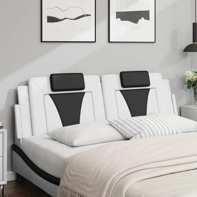 vidaXL - Hoofdbordkussen - "Viana" - 160 - cm - kunstleer - wit - en - zwart