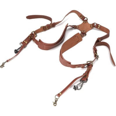 Sangle d'appareil photo en cuir Double harnais d'épaule Accessoires de photographie pour appareils photo reflex numériques Type 2 brown