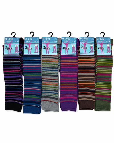 Junior - 90% coton + 5% polyamide + 5% élasthanne - naadloos -mi bas junior fantasie - 6 paar - zwart - blauw - grijs - paars - bruin - kaki - maat 27/30