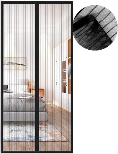 SnelShoppen - Vliegenscherm voor Deuren, Magnetische Insectenbescherming, Balkon Deur, 95 x 200 cm, Zwart, Geluidsloos Sluitend, Geen Boren Nodig, Ide