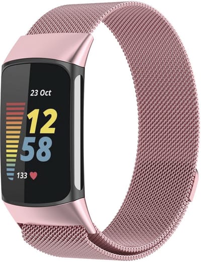 MY PROTECT - Milanese Bandje Geschikt Voor Fitbit Charge 5 / Charge 6 - Milanees Fitbit Bandje - Roze