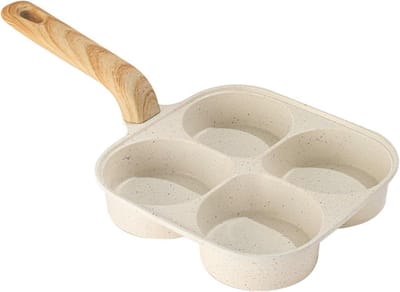 Koekenpan met 4 holtes - Eierpan Pannenkoekenpan - Ontbijt Bereiden - Antiaanbaklaag - 35 x 19 cm - Zwart