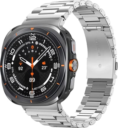 Bandz Stalen schakel band 'Deluxe' - luxe metalen bandje geschikt voor Samsung Galaxy Watch Ultra 2 (2026) / Ultra (2024/2025) - inclusief horloge inkort set (zilver)