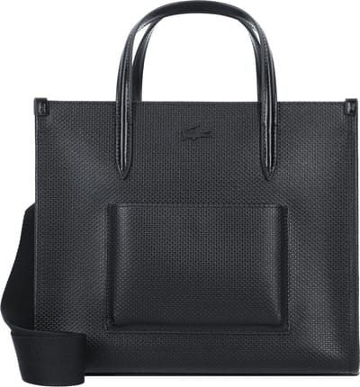 LACOSTE Leren Handtas Schoudertas Chantaco Classics Top Handle Bag Noir Zwart