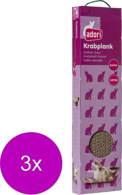 Adori Karton Kattenkrabplank - Krabpalen - 3 x 48x12x5 cm