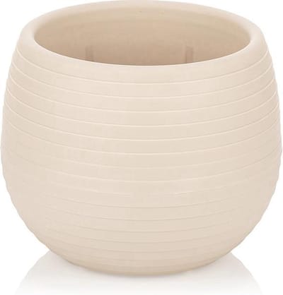 6st ronde cactus bloempotten crème 10cm met drainage UV-bestendige stekpotjes