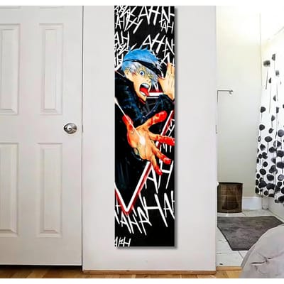 Verticale Anime Wanddecoratie Tapijt Platte Print Wit Haar Held Blinddoek Kunst Hangend Banner voor Tiener Slaapkamer Studentenkamer Decor 40X150CM