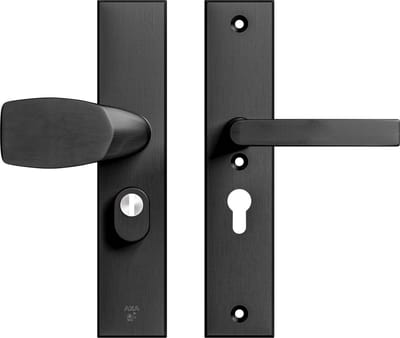 AXA Veiligheidsbeslag (Edge Plus) Zwart geslepen: bedienbare Knop-Kruk (model Wing-Blok) PC55 met kerntrekbeveiliging SKG***